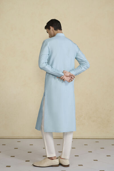 Samit Silk Kurta - Powder Blue